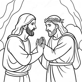 Jesus Touching the Blind Man Coloring Page | Jesus Heals coloring page