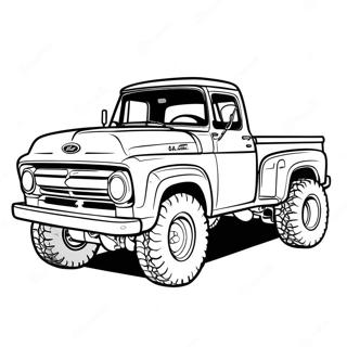 Página para colorear de camioneta Ford elevada | Página para colorear de Camión Ford Elevado