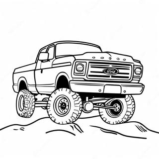 Página para colorear de camioneta Ford elevada en off-road | Página para colorear de Camión Ford Elevado