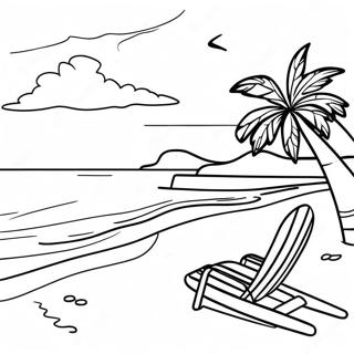 Colorful Jamaican Beach Scene Coloring Page | Jamaica coloring page