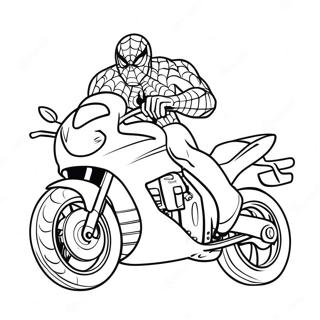 Spiderman Riding a Fast Motorcycle Coloring Page | Spiderman Motorcycle coloring page