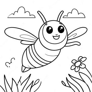 Cute Bumblebee Flying Coloring Page | Bumblebee coloring page