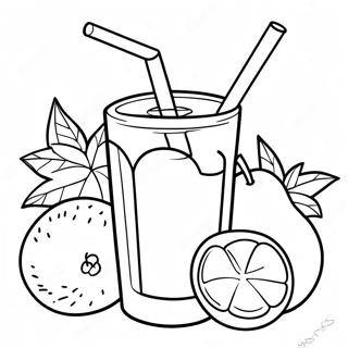 Refreshing Fruit Juice Coloring Page | Drink coloring page