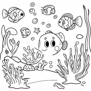 Vibrant Coral Reef Coloring Page | Realistic Ocean coloring page