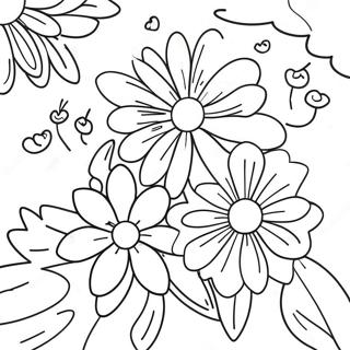 Färgglada Mors Dag Nana blommor färgläggningssida | Glad Mors Dag Mormor målarbild