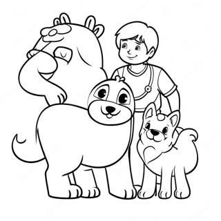 Brave Ryder with His Pup Friends Coloring Page | Ryder Paw Patrol coloring page