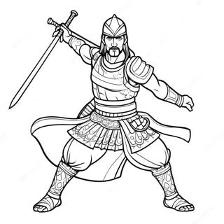 Akaza in Battle Pose Coloring Page | Akaza coloring page