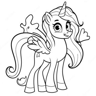 Prinsessan Celestia med Färgglad Manke Färgläggningssida | Celestia Min Lilla Pony målarbild