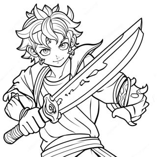 Asta with Demon Slayer Sword Coloring Page | Black Clover coloring page