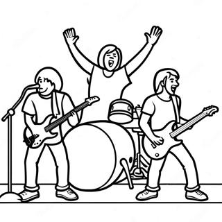 Energetic Rock Band Performance Coloring Page | Rock Band coloring page