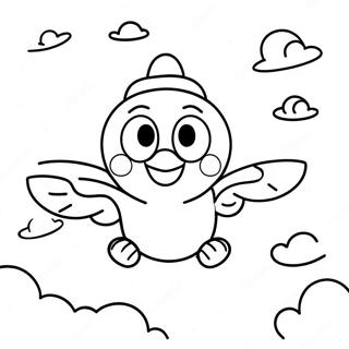 Cappy Flying Through the Sky Coloring Page | Super Mario Odyssey Cappy coloring page