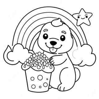 Magical Puppycorn in a Rainbow Coloring Page | Puppycorn coloring page