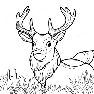 Majestic Buck with Antlers Coloring Page | Buck coloring page