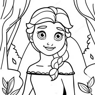 Elsa in Magical Forest Coloring Page | Elsa Frozen 2 Show Yourself coloring page