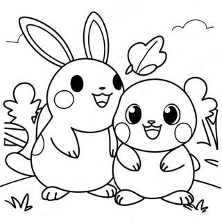 Pokemon Easter Egg Hunt Coloring Page | Pokemon Easter coloring page