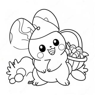 Cute Pokemon with Easter Baskets Coloring Page | Pokemon Easter coloring page