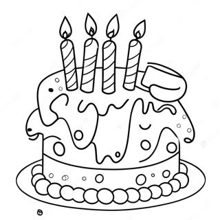 Birthday Cake with Colorful Candles Coloring Page | Birthday coloring page