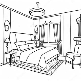Cozy Hotel Room Coloring Page | Hotel coloring page