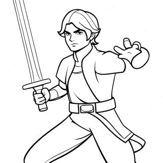 Ezra Bridger with Lightsaber Coloring Page | Star Wars Rebels coloring page