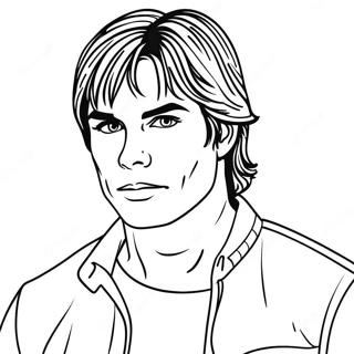 Damon Salvatore in Action Coloring Page | Vampire Diaries coloring page