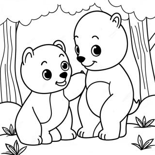 Cute Cubs Playing in the Forest Coloring Page | Cubs coloring page