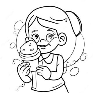 Fun Aunt with Ice Cream Coloring Page | Best Aunt coloring page