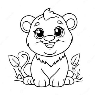 Cute Baby Lion with a Big Smile Coloring Page | Baby Lion coloring page