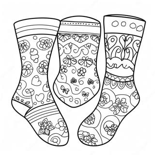 Colorful Sock Designs Coloring Page | Sock coloring page