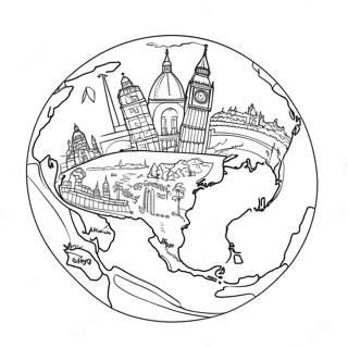 Colorful Countries of the World Coloring Page | Countries coloring page
