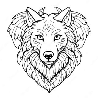 Majestic Wolf with Wings Coloring Page | Wolf with Wings coloring page