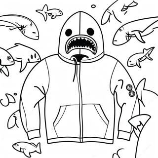 Bape Shark Hoodie Coloring Page | Bape coloring page