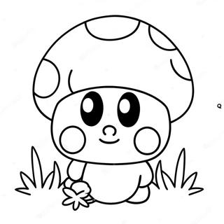 Cute Mario Mushroom with Smiling Face Coloring Page | Mario Mushroom coloring page