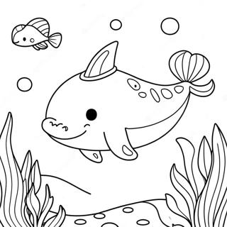 Cute Not Quite Narwhal Swimming Coloring Page | Not Quite Narwhal coloring page