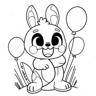 Cute Nightmare Bonnie with Balloons Coloring Page | Nightmare Bonnie coloring page