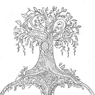 Page à colorier Arbre de Vie fantaisiste | Page de coloriage Arbre de Vie