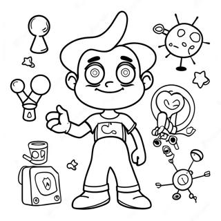 Jimmy Neutron with His Inventions Coloring Page | Jimmy Neutron coloring page