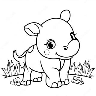 Cute Baby Rhino Coloring Page | Rhino coloring page