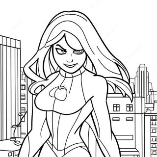 Gwen Stacy in Spider-Man Costume Coloring Page | Gwen Stacy coloring page