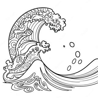 Powerful Tsunami Wave Coloring Page | Tsunami coloring page