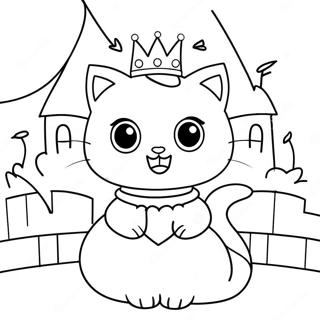 Sparkly Princess Kitty in a Castle Coloring Page | Princess Kitty coloring page