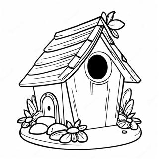 Bird House Coloring Page | Bird House coloring page