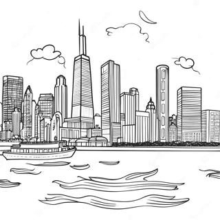 Chicago Skyline Coloring Page | Chicago coloring page