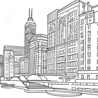 Colorful Chicago Architecture Coloring Page | Chicago coloring page