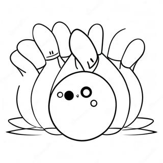Colorful Bowling Ball and Pins Coloring Page | Bowling coloring page