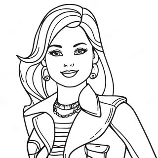 Retro 90s Barbie Fashionista Coloring Page | Retro 90s Barbie coloring page