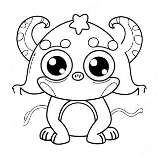 Cute Monster with Big Eyes Coloring Page | Monster for Adults coloring page