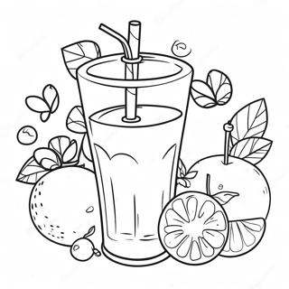 Refreshing Fruit Juice Coloring Page | Drinks coloring page