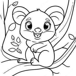 Playful Possum in a Tree Coloring Page | Possum coloring page