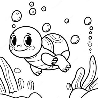 Squirtle Swimming in the Ocean Coloring Page | Squirtle coloring page