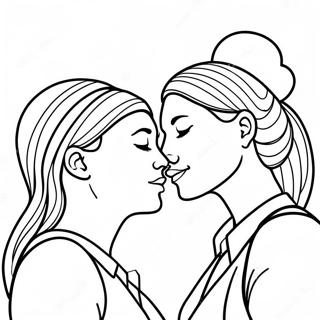 Colorful Lesbian Couple Coloring Page | Lesbian coloring page